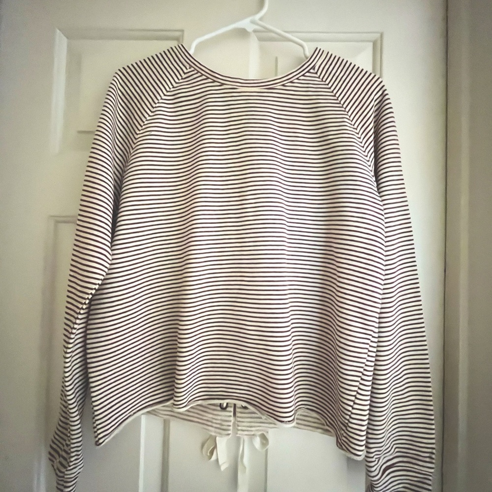 Mittoshop top, size small, burgundy/cream stripe, like new